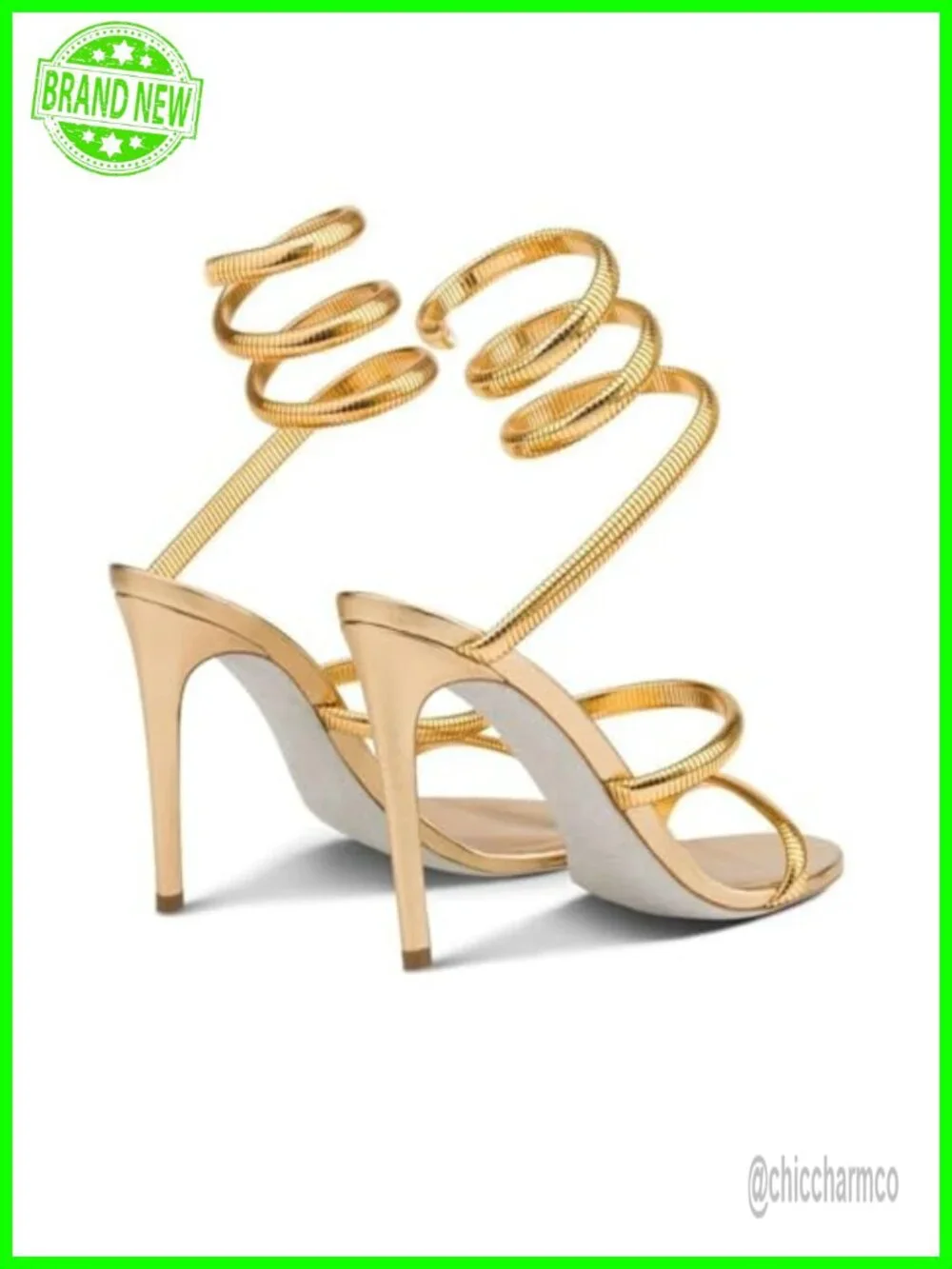 Spiral Strap Stiletto Heeled Sandals, Lace Up Slingback Dressy Heels